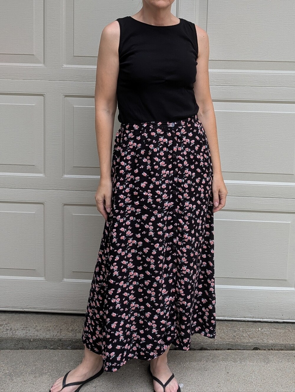 vintage 1990's RAYON MAXI SKIRT floral M